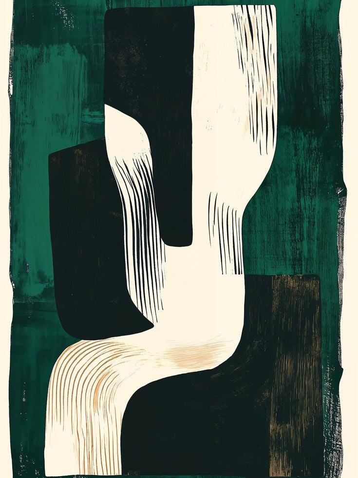 Abstract Wall Art Print: Dark Green Geometric Design - artwork on paper