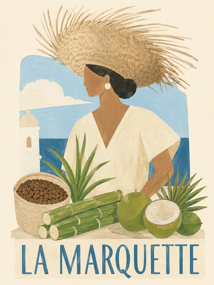 La Marquette Tropical Portrait: Vintage Travel Poster Art Print - artwork on paper