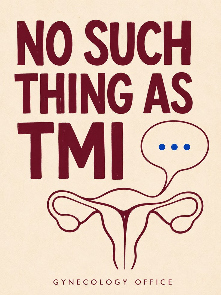 No Such Thing As TMI Poster: Gynecology Office Humor Wall Art - artwork on paper