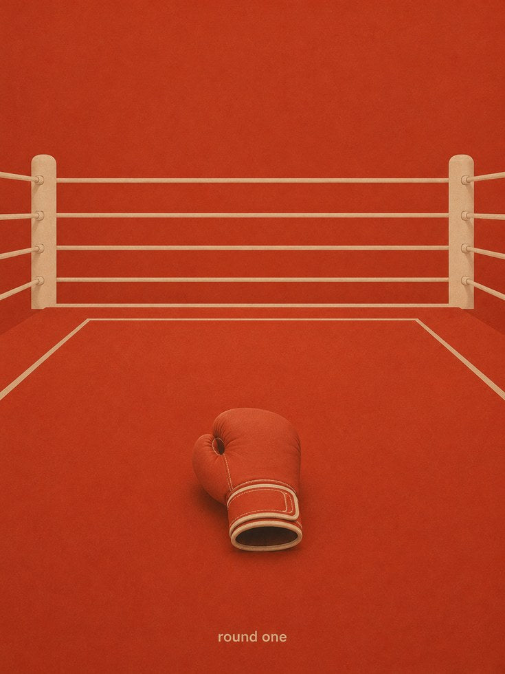 Boxing Ring Print – Vintage Sports Poster - artwork on paper