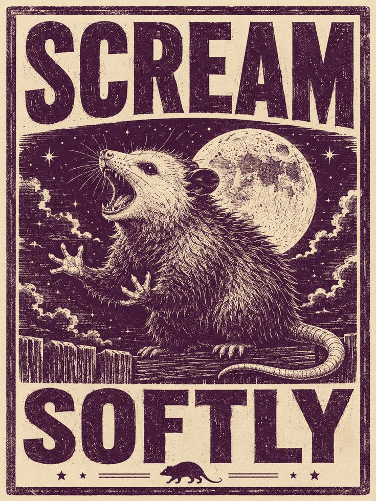 Vintage Rat Poster Print: Retro Gothic Illustration in Purple - artwork on paper