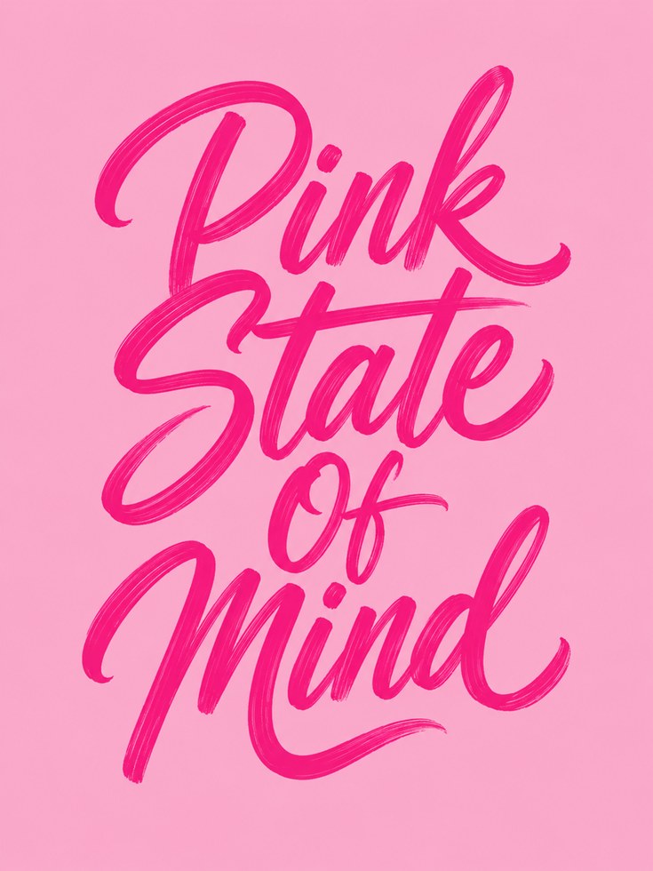 Pink Typography Print – State of Mind Wall Art - artwork on paper