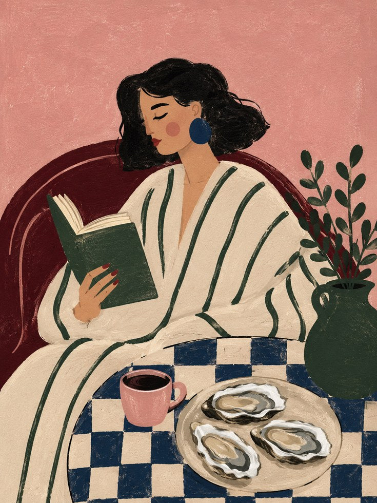 Woman Reading Wall Art – Coffee Print - artwork on paper