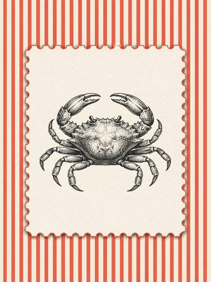 Crab Wall Art – Vintage Nautical Print - artwork on paper