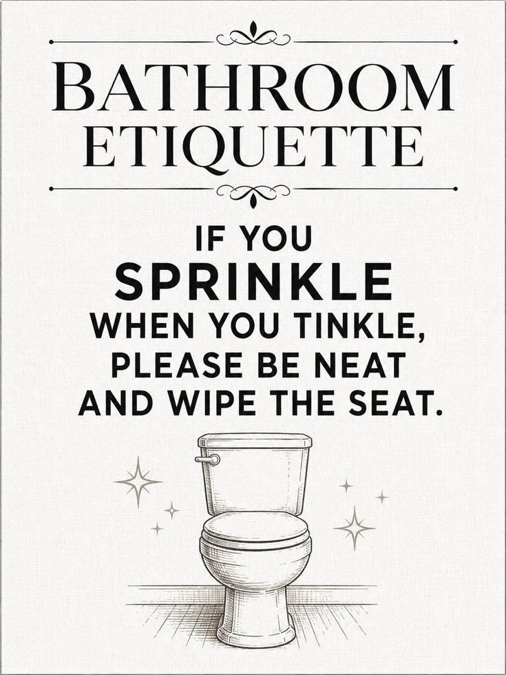 Funny Bathroom Etiquette Print - artwork on paper