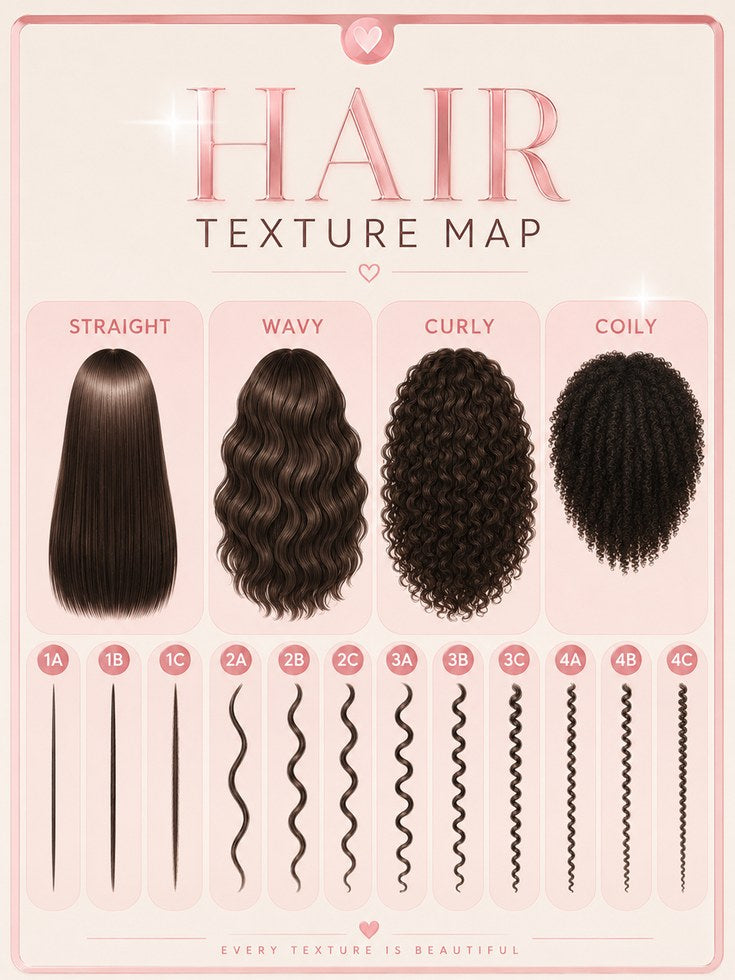 Hair Texture Map Chart: Beauty Salon Educational Poster - artwork on paper