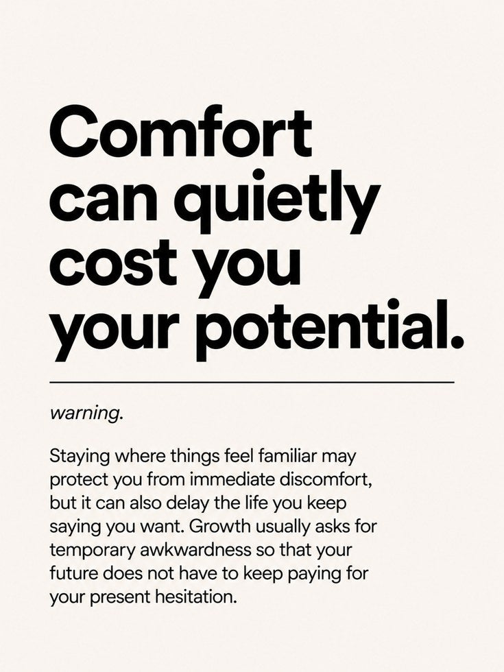 Motivational Typography Print — Comfort & Growth Quote - artwork on paper
