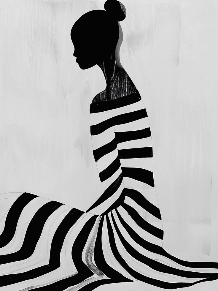 Fashion Wall Art Print: Elegant Woman Silhouette (Black and White Post - artwork on paper