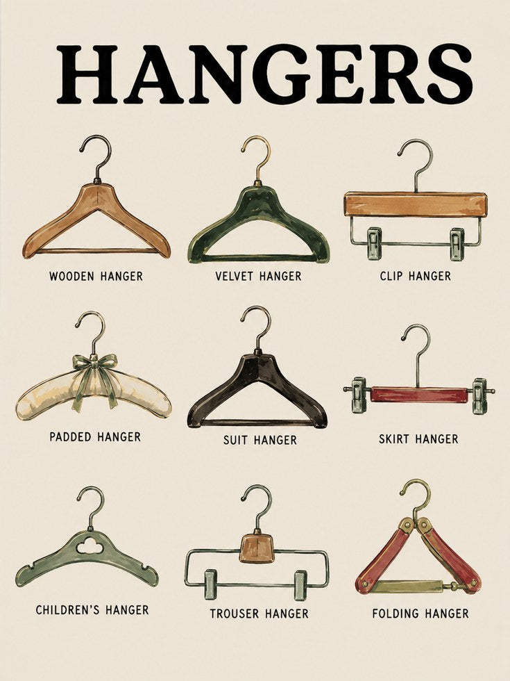 Types of Hangers Guide Print — Educational Infographic - artwork on paper