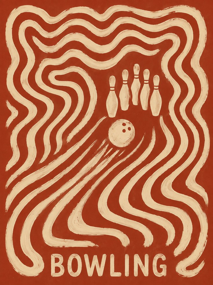 Bowling Wall Art – Retro Sports Poster - artwork on paper