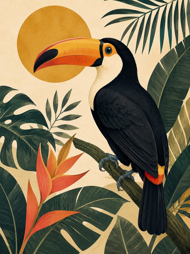 Tropical Toucan Print - artwork on paper