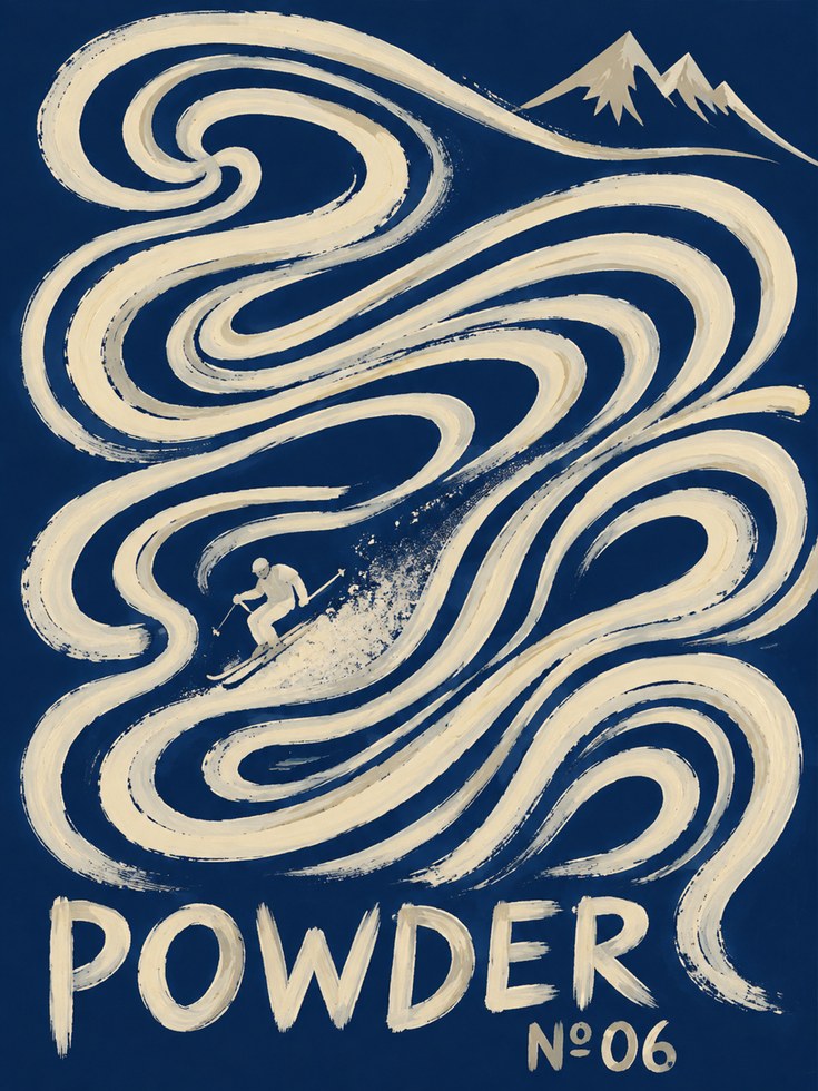 Ski Poster – Powder Snow Wall Art - artwork on paper