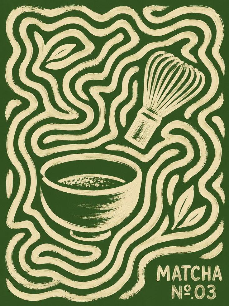 Matcha Wall Art – Retro Kitchen Print - artwork on paper