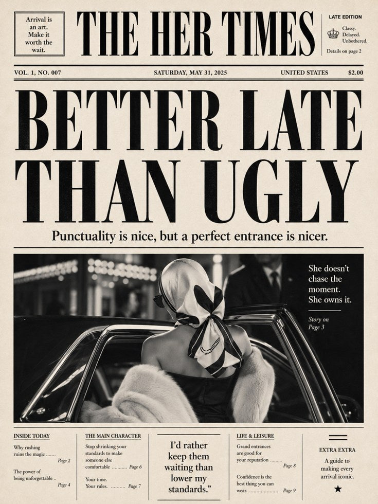 Vintage Newspaper Wall Art: 'Better Late Than Ugly' Retro - artwork on paper