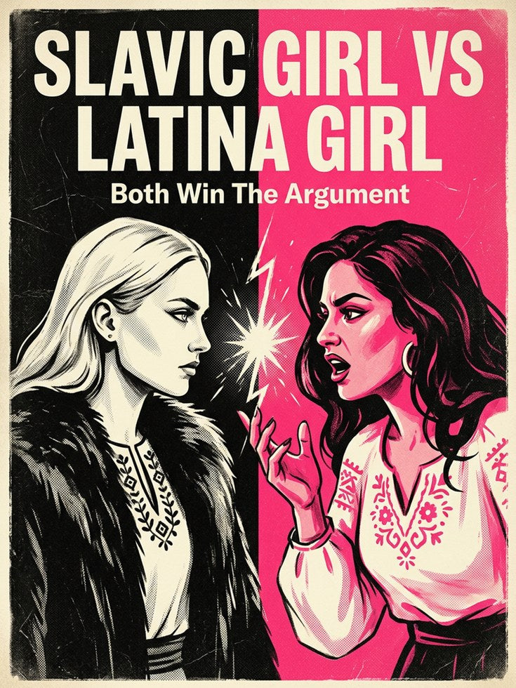 Retro Pop Art Poster: Dual Portrait in Pink and Black - artwork on paper