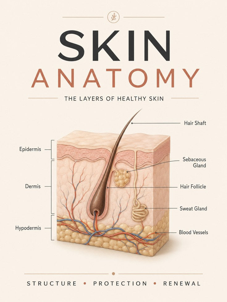Skin Anatomy Poster – Educational Science Art - artwork on paper