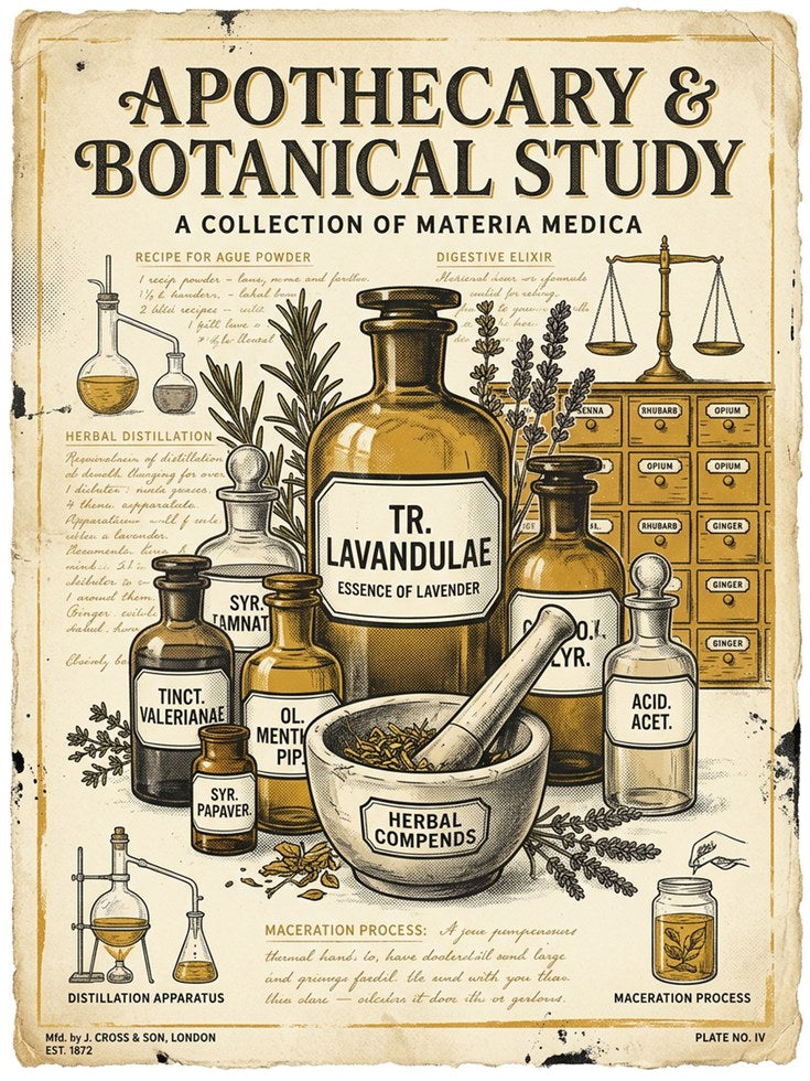 Apothecary Botanical Study Poster: Vintage Medicinal Herbs Art - artwork on paper