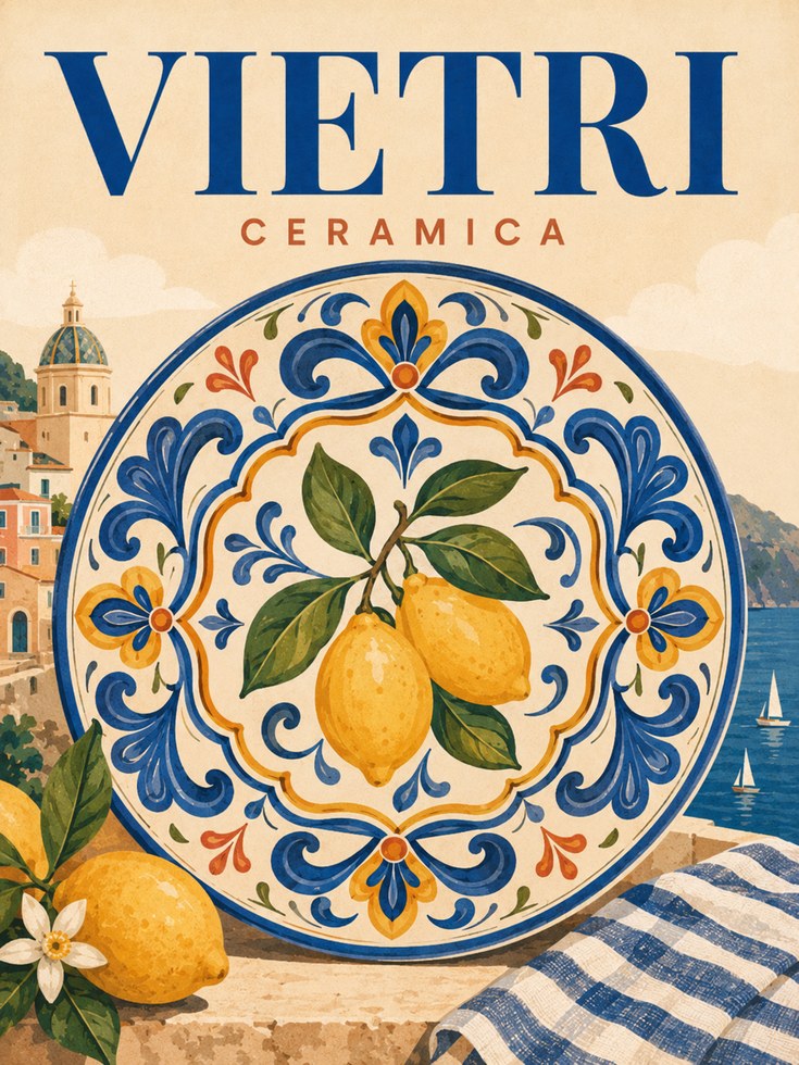Italian Ceramics Wall Art – Vietri Lemon Print - artwork on paper