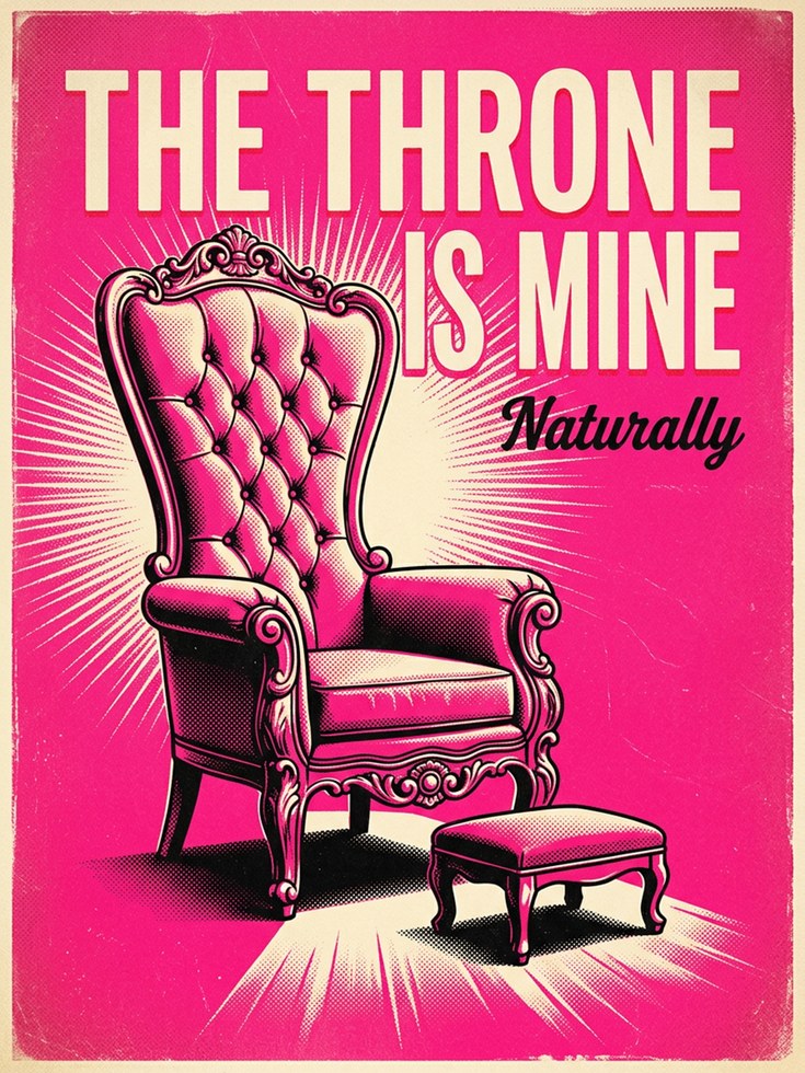 The Throne Is Mine Poster: Retro Pop Art Pink Typography Print - artwork on paper