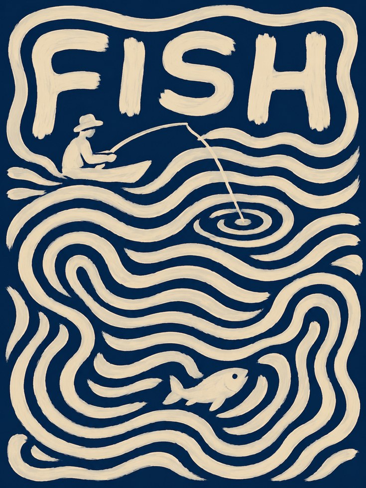 Fishing Wall Art – Nautical Print - artwork on paper