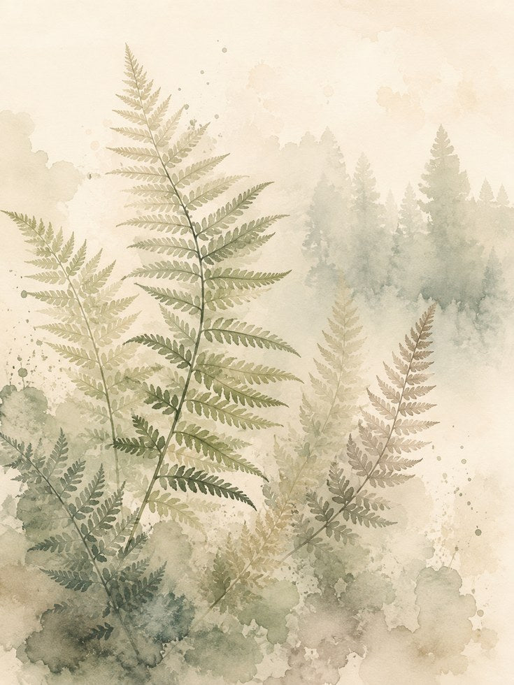 Fern Botanical Print – Watercolor Forest Wall Art - artwork on paper