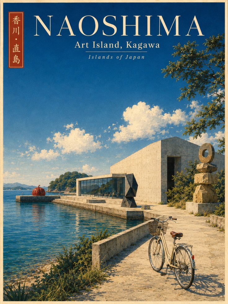 Naoshima Japan Travel Poster - artwork on paper