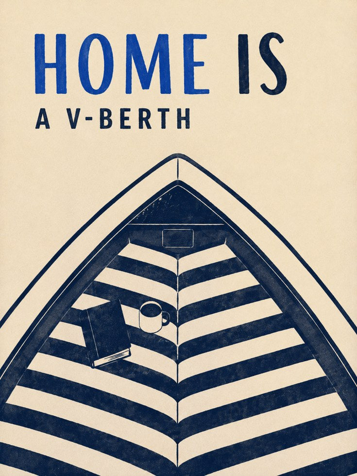 Nautical Typography Print – Home Is A V-Berth - artwork on paper