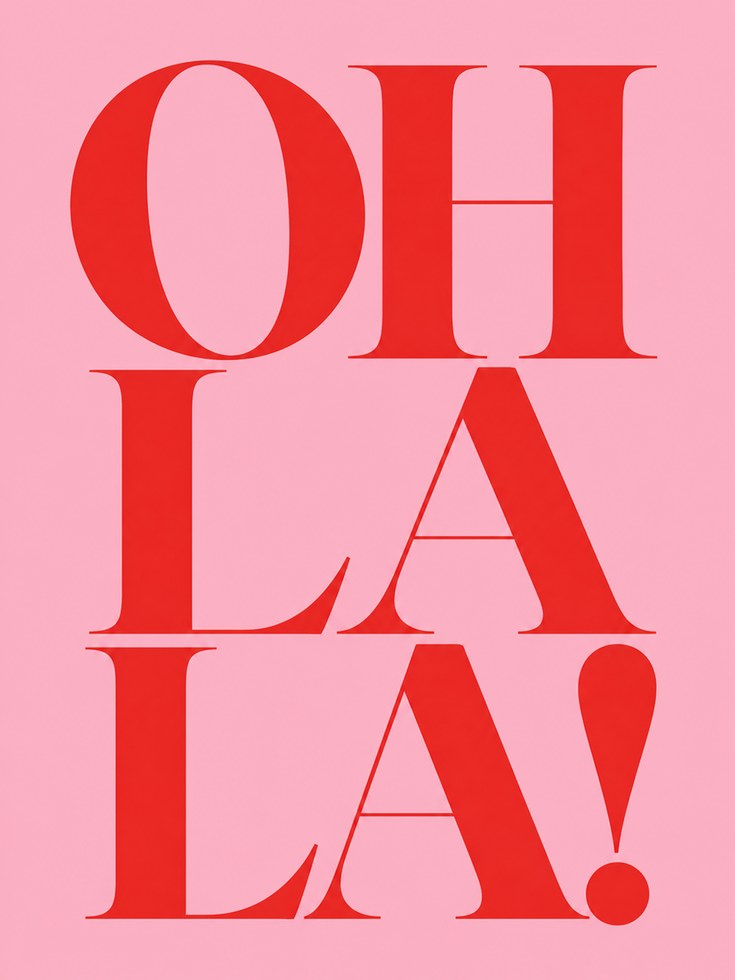 Oh La La Poster – Pink Typography Wall Art - artwork on paper