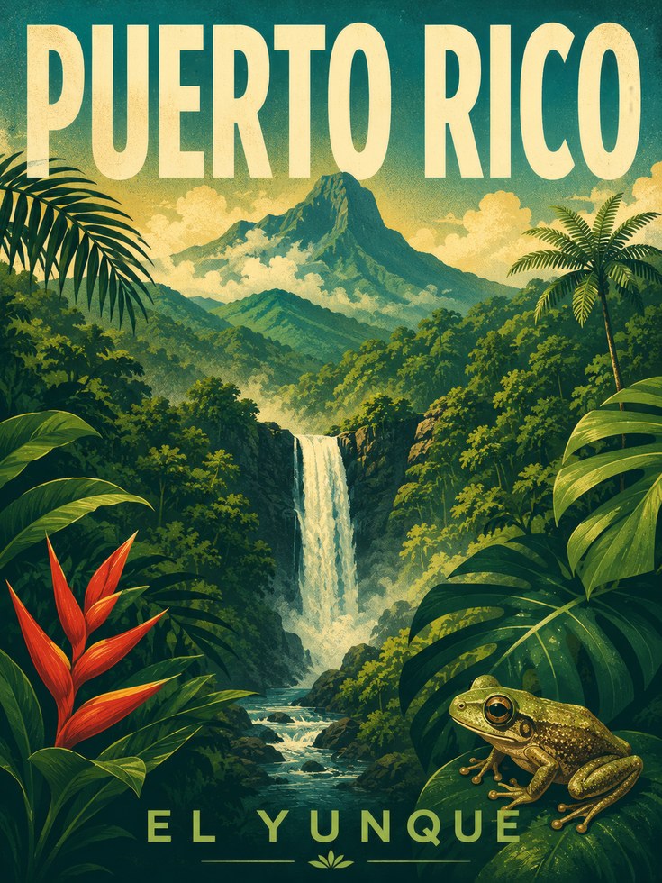 Puerto Rico Travel Poster – El Yunque Print - artwork on paper