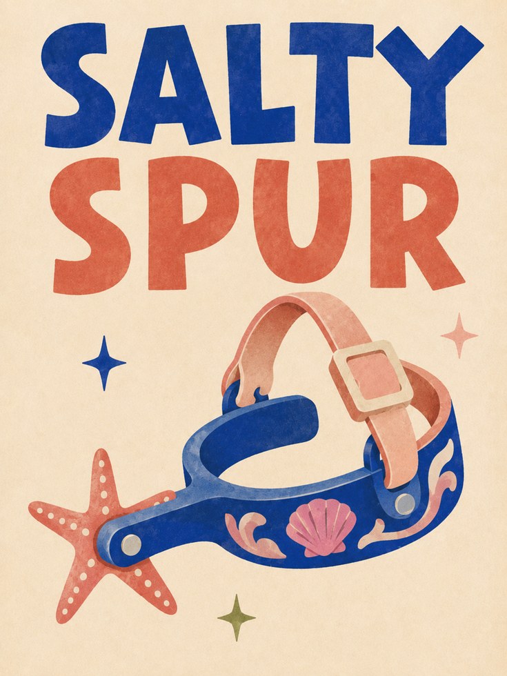 Salty Spur Wall Art: Retro Western Coastal Typography Poster - artwork on paper