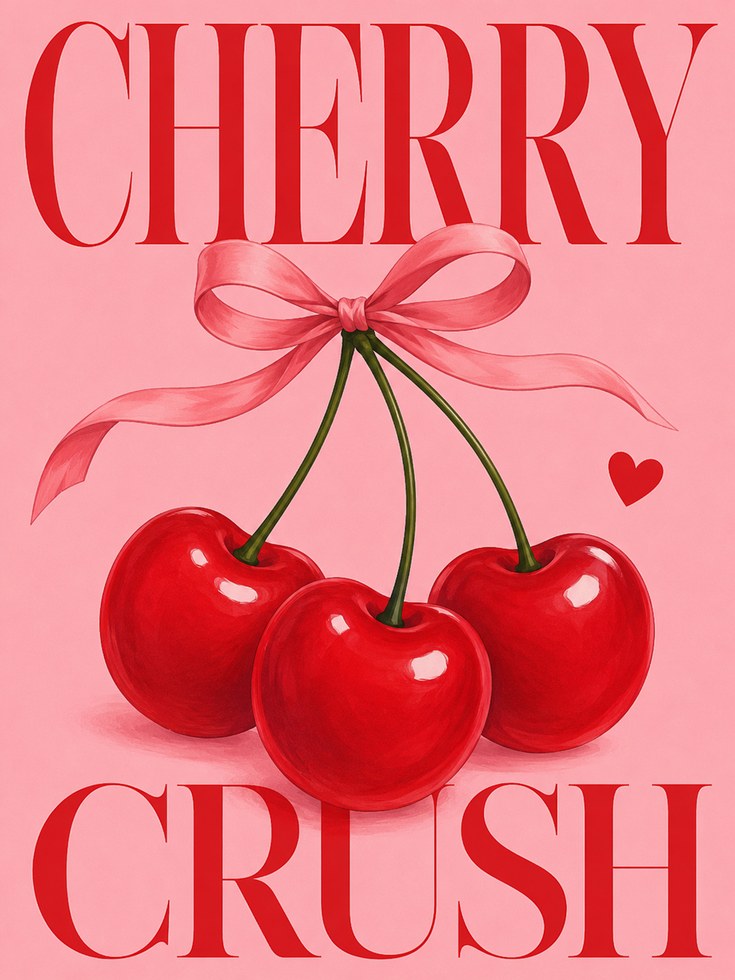 Cherry Wall Art – Retro Kitchen Print - artwork on paper