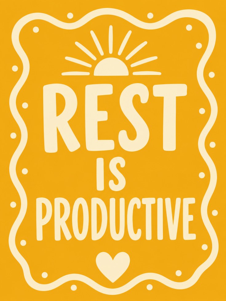 Rest Is Productive Wall Art – Bright Yellow - artwork on paper