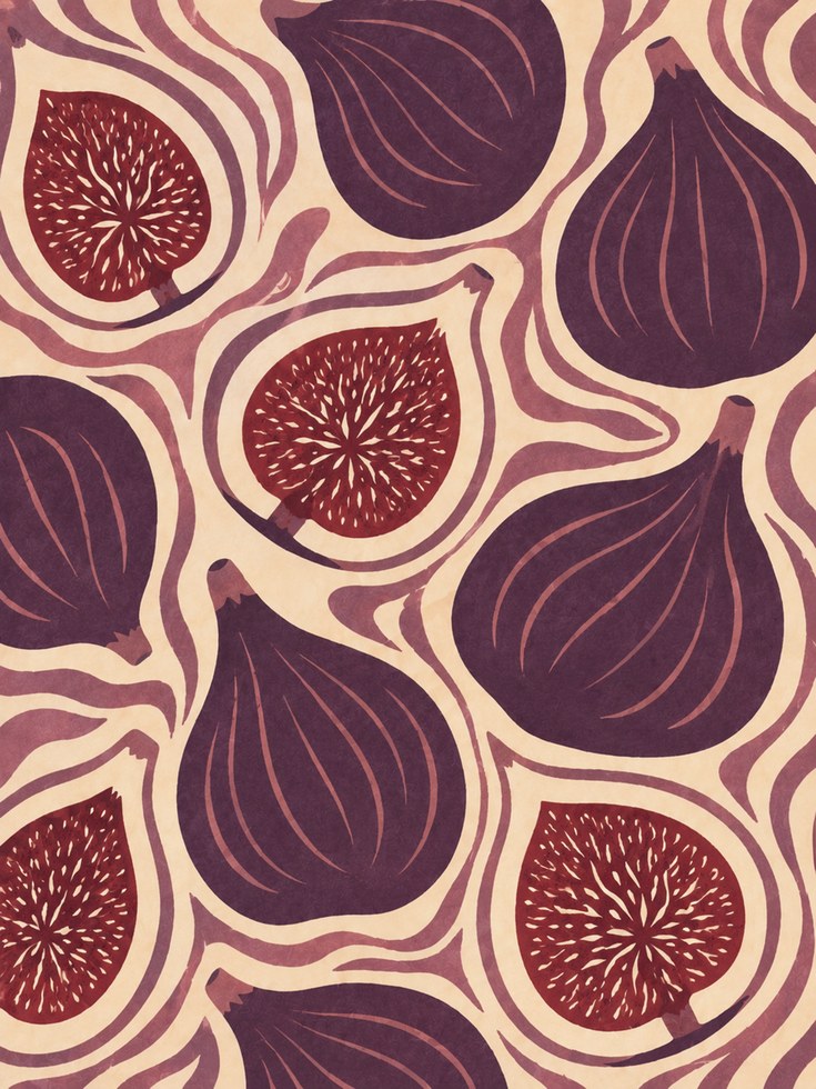 Fig Kitchen Wall Art – Botanical Food Print - artwork on paper