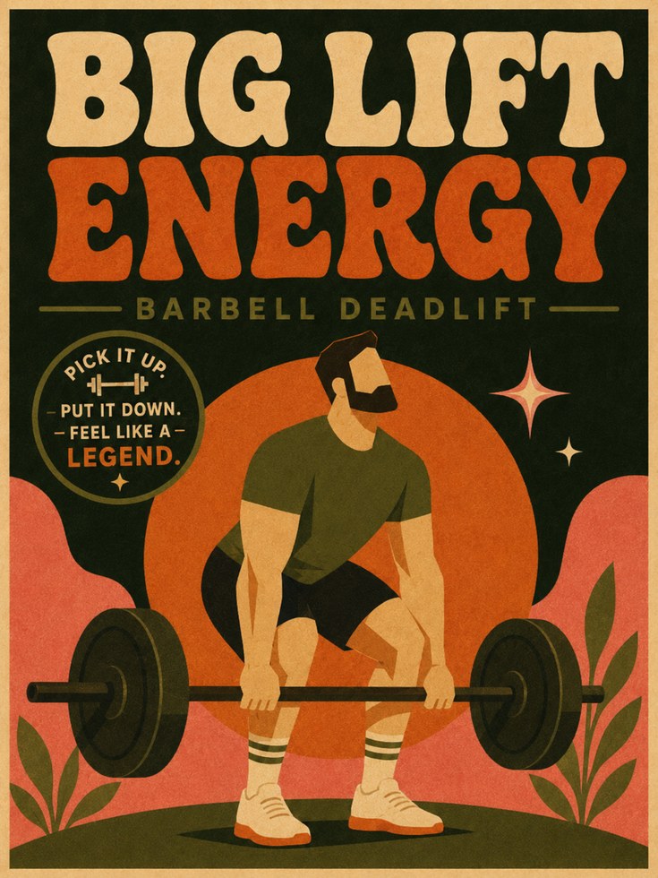 Retro Weightlifting Poster: Vintage Deadlift Fitness Art Print - artwork on paper