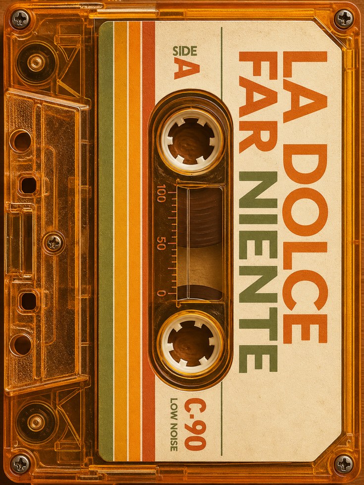 Cassette Tape Print: Retro 70s Music Wall Art (Orange & Brown) - artwork on paper