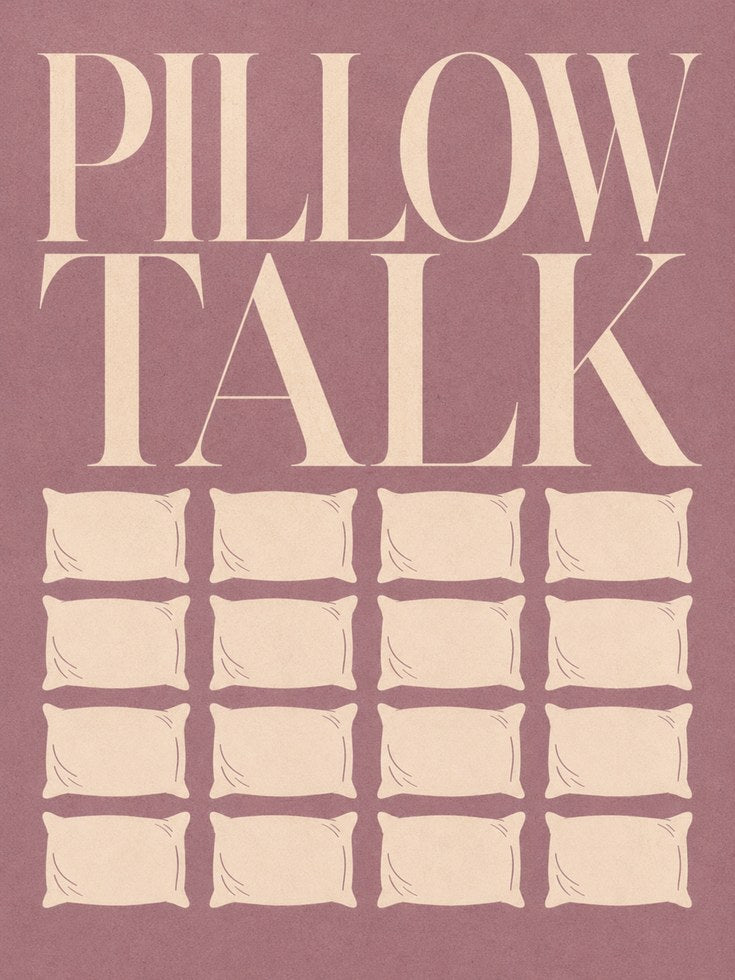 Pillow Talk Print: Playful Mauve & Cream Bedroom Wall Art - artwork on paper