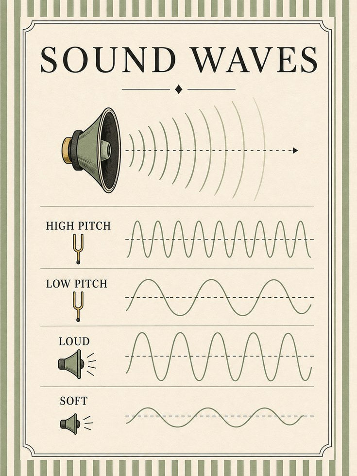 Sound Waves Poster – Educational Science Print - artwork on paper