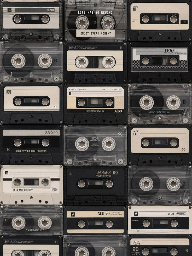 Cassette Tape Collage Print: Retro Music Art (1980s & 1990s Style) - artwork on paper