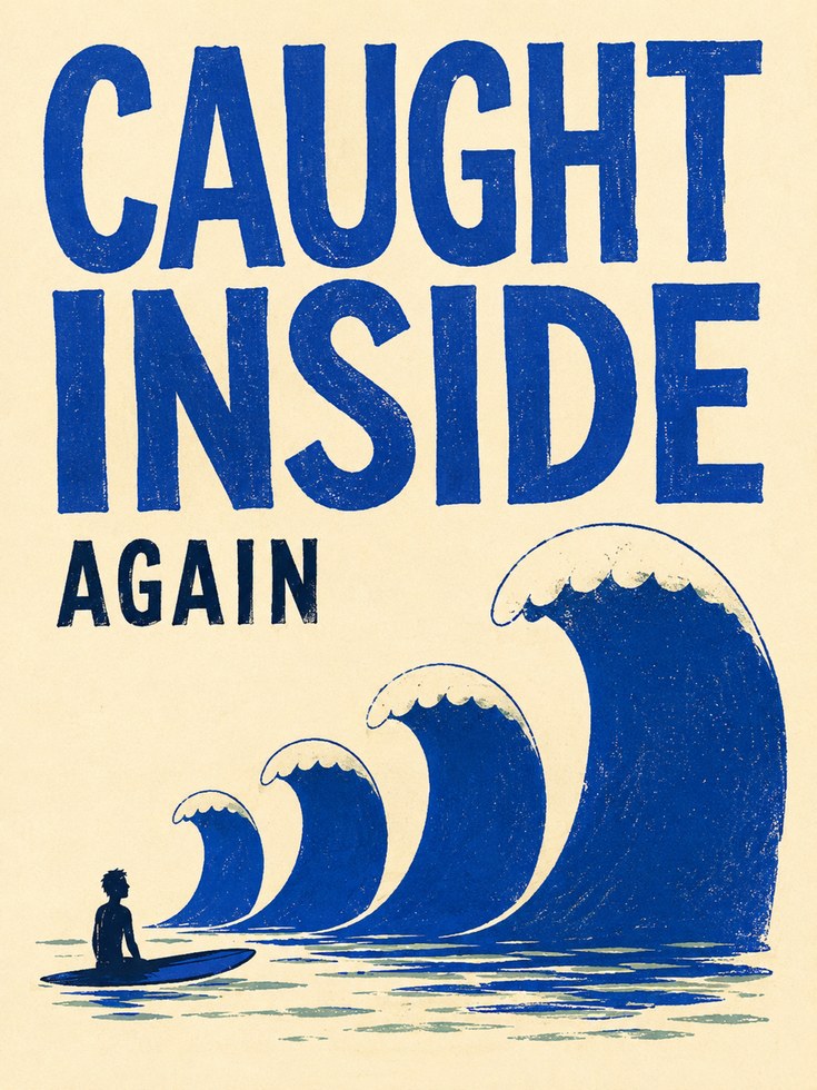 Surf Wall Art – Caught Inside Again Print - artwork on paper