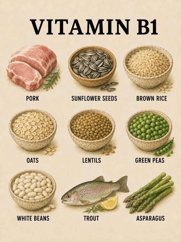 Vitamin B1 Foods Poster - artwork on paper