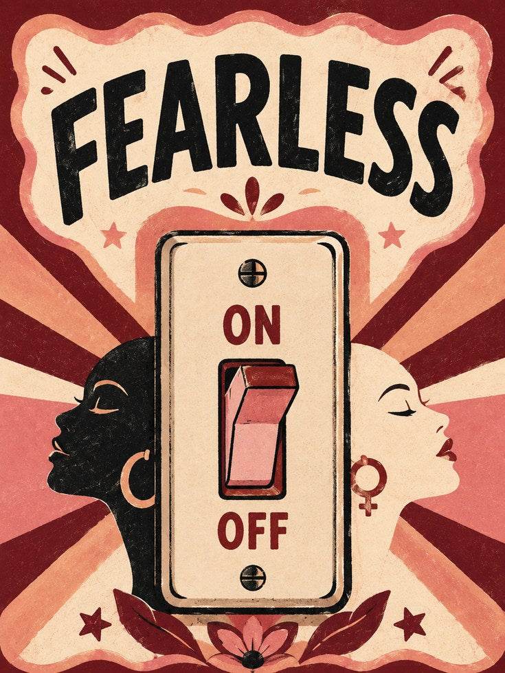 Fearless Feminist Art Print: Retro Empowerment Poster - artwork on paper