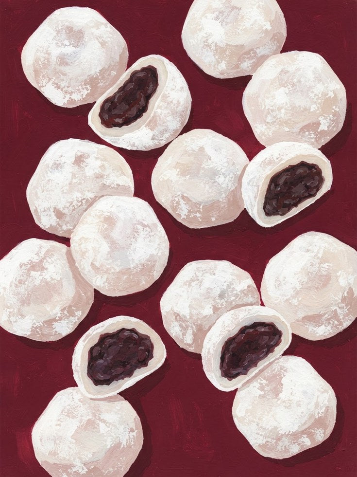 Red Bean Mochi Wall Art – Kitchen Print - artwork on paper