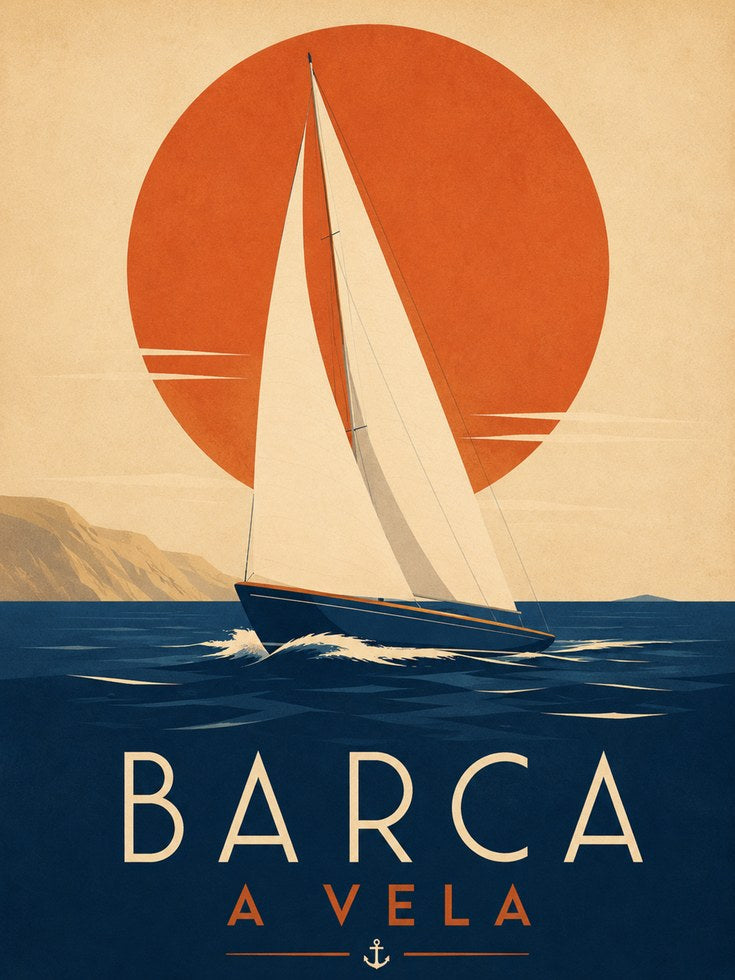 Vintage Sailboat Poster – Nautical Travel Print - artwork on paper