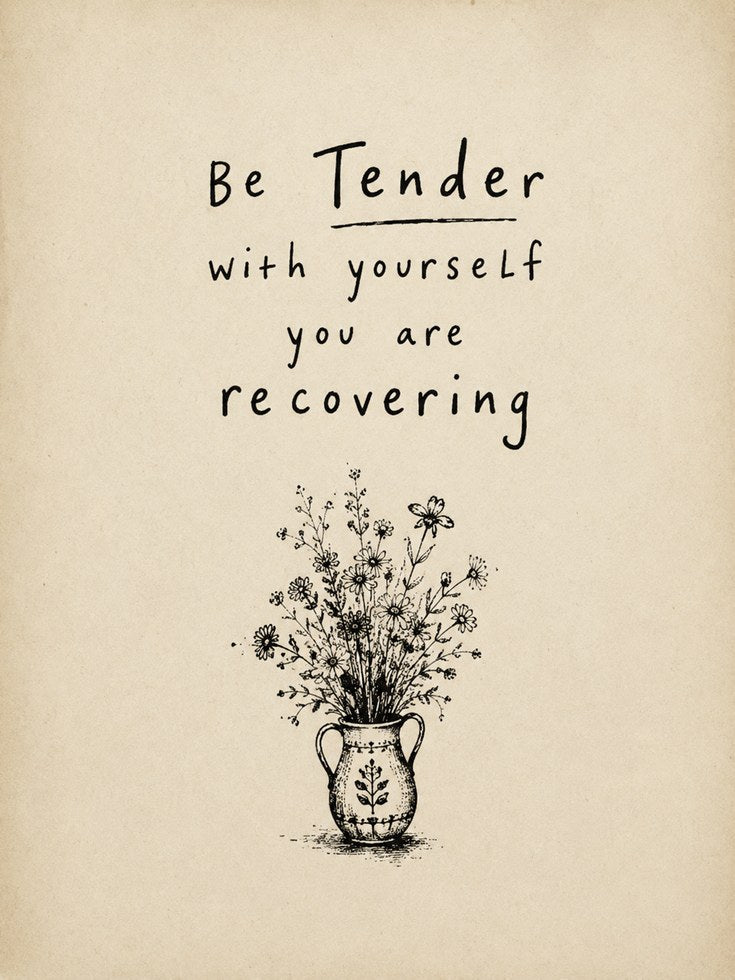 Be Tender With Yourself Print: Wildflower Vase Illustration - artwork on paper