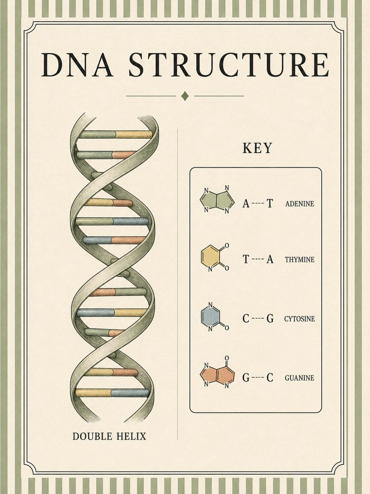 DNA Structure Poster – Science Wall Art - artwork on paper