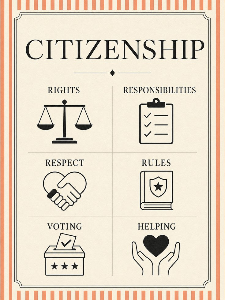 Citizenship Poster: Vintage Civic Education Wall Art - artwork on paper