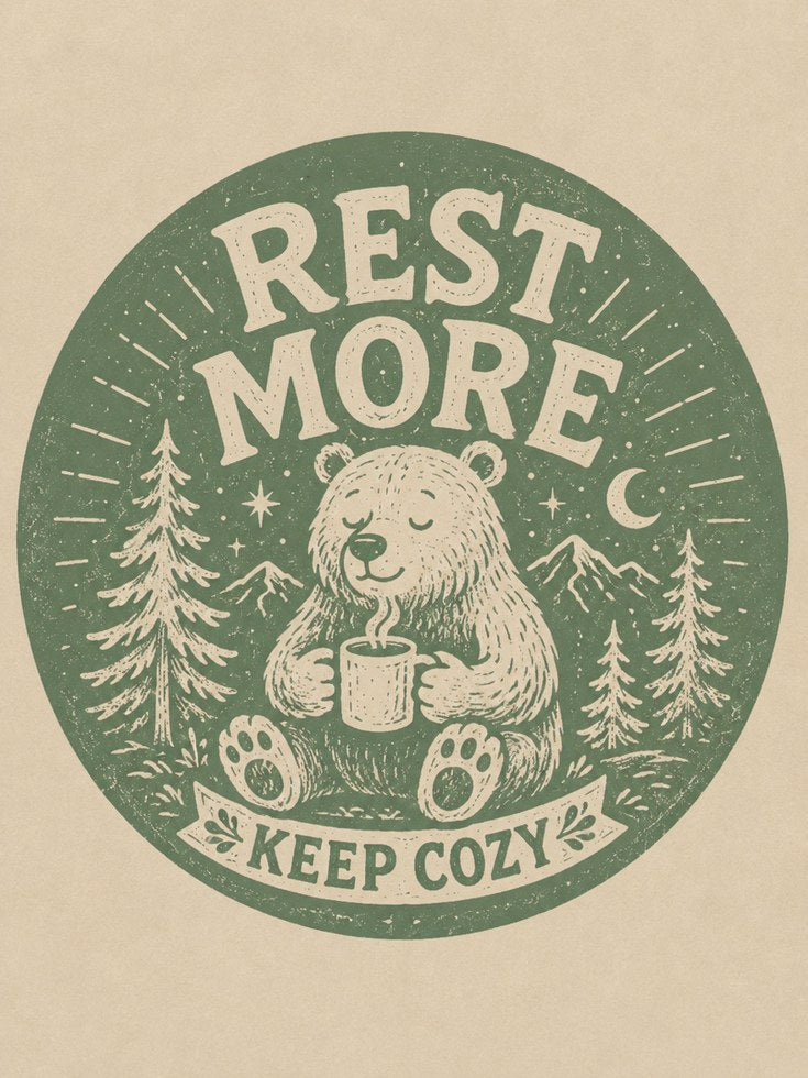 Bear Print Wall Art: Rustic Cottagecore - artwork on paper