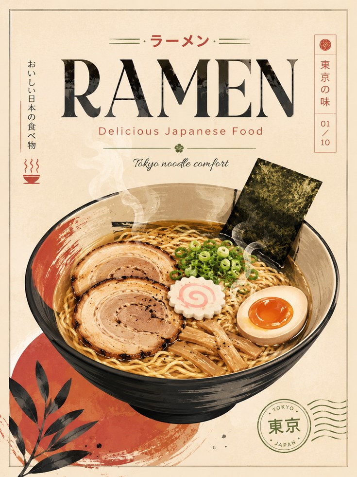 Ramen Wall Art: Vintage Japanese Food Poster - artwork on paper