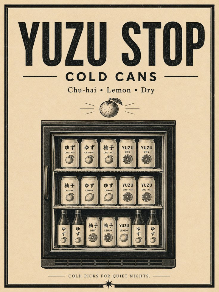 Yuzu Stop Vending Machine Poster: Vintage Japanese Beverage Art - artwork on paper