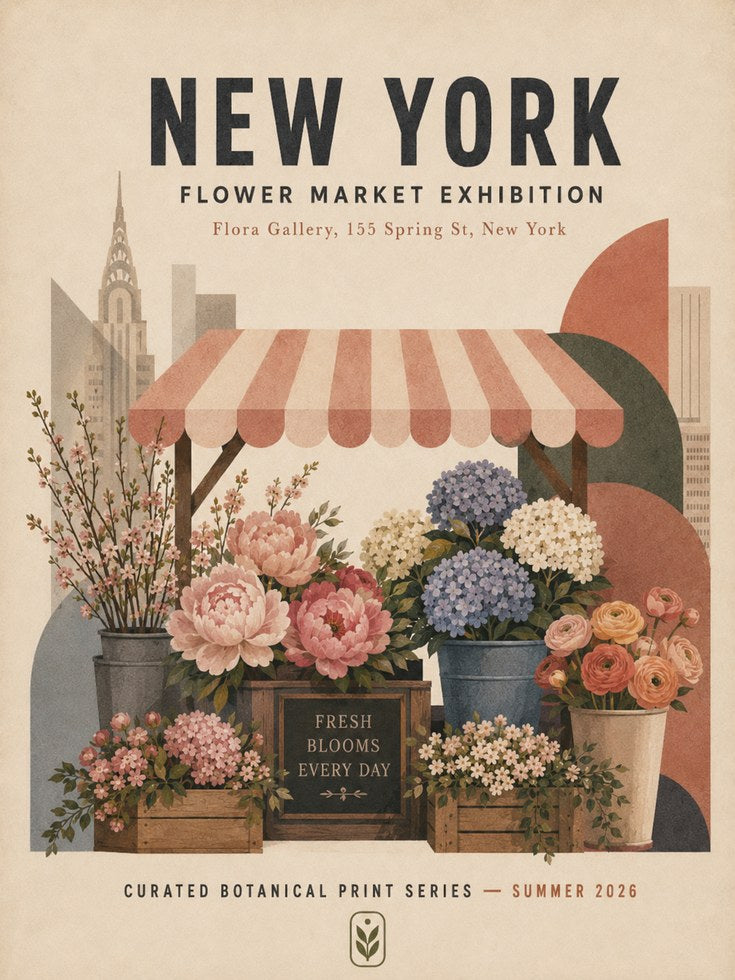 New York Flower Market Print — Vintage Botanical Illustration - artwork on paper